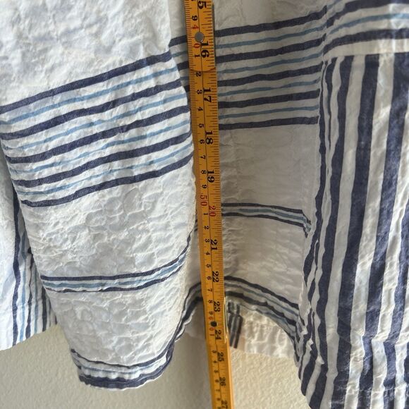 Habitat Blue White Stripe Boxy Blouse Women’s Large Lagenlook Coastal - Picture 5 of 6